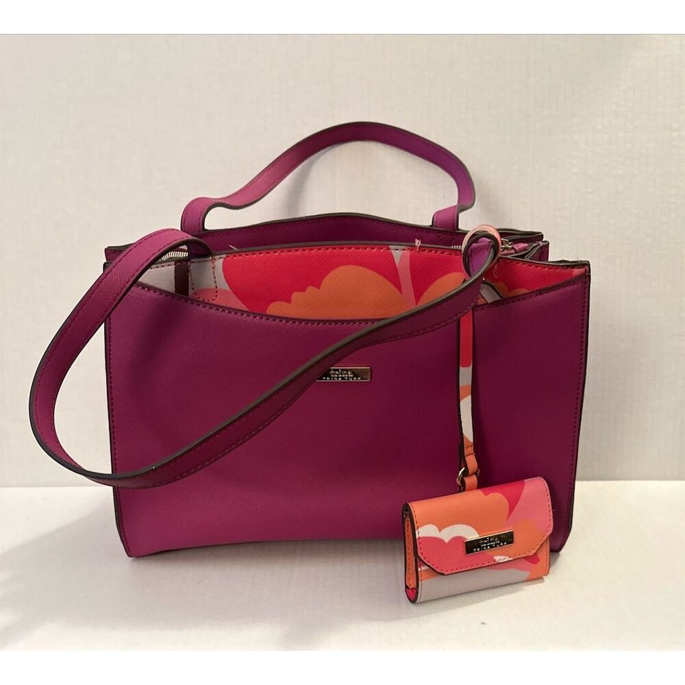 Trina Turk Magenta Tote Satchel Handbag with Coin Purse